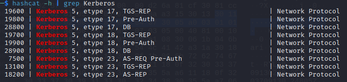 kerberos options hashcat